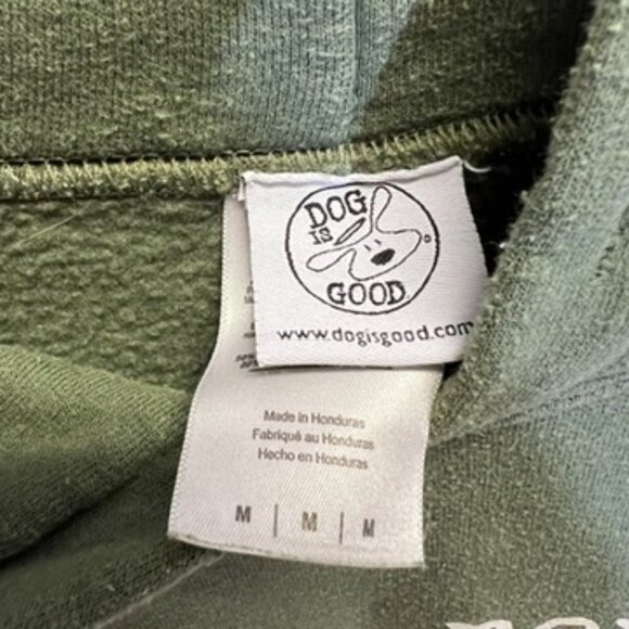 Dog is Good Never Camp Alone Olive Green Hooded Sweatshirt - Picture 3 of 6